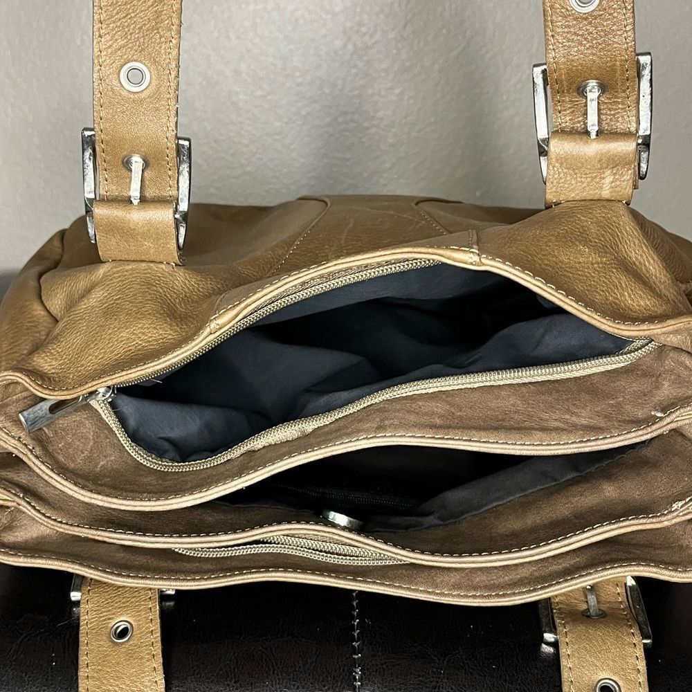 L’Artigiano Leather Tote Brown Tan Shoulder Bag Womens Purse Borse In Pe… - Picture 11 of 12